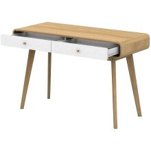 Schreibtisch >Janne< 2 Schubladen, in Eiche und weiss - 120x79x50cm (BxHxT)