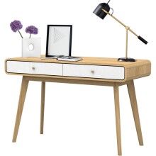 Schreibtisch >Janne< 2 Schubladen, in Eiche und weiss - 120x79x50cm (BxHxT)