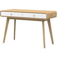 Schreibtisch >Janne< 2 Schubladen, in Eiche und weiss - 120x79x50cm (BxHxT)