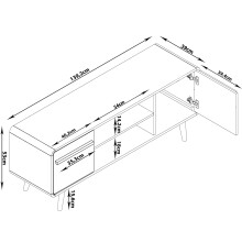 Lowboard >Oskar< in Grau - 140x53x39cm (BxHxT)