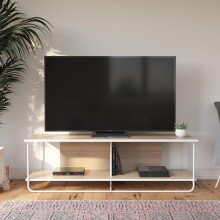 TV-Bank >Dagny< in Natur, Metall/Platten/Pulverbeschichtung - 151x47x49 (BxHxT)