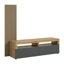 Lowboard >Okai< in Artisan Eiche / Anthrazit - 160x90x45cm (BxHxT)