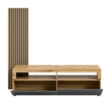 Lowboard >Okai< in Artisan Eiche / Anthrazit - 160x90x45cm (BxHxT)