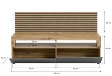 Lowboard >Okai< in Artisan Eiche / Anthrazit - 160x90x45cm (BxHxT)