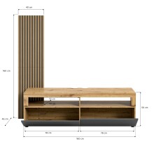 Lowboard >Okai< in Artisan Eiche / Anthrazit - 160x90x45cm (BxHxT)