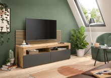 Lowboard >Okai< in Artisan Eiche / Anthrazit - 160x90x45cm (BxHxT)