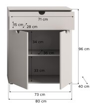 Schuhkommode >Evora< in Lightgrey - 80x95x40cm (BxHxT)