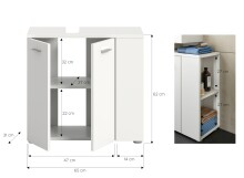Waschbeckenunterschrank >Lana< in Weiß - 65x62x31cm (BxHxT)
