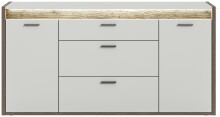 Sideboard >Falcona< in Nox Oak Dunkel / Hellgrau - 167x86x40cm (BxHxT)