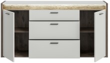 Sideboard >Falcona< in Nox Oak Dunkel / Hellgrau - 167x86x40cm (BxHxT)