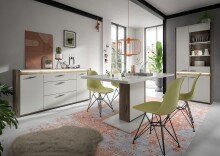 Sideboard >Falcona< in Nox Oak Dunkel / Hellgrau - 167x86x40cm (BxHxT)