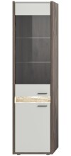 Vitrine >Falcona< in Nox Oak Dunkel / Hellgrau - 198x51x37cm (BxHxT)