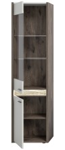 Vitrine >Falcona< in Nox Oak Dunkel / Hellgrau - 198x51x37cm (BxHxT)