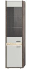 Vitrine >Falcona< in Nox Oak Dunkel / Hellgrau - 198x51x37cm (BxHxT)