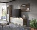 Vitrine >Falcona< in Nox Oak Dunkel / Hellgrau - 198x51x37cm (BxHxT)