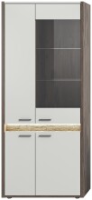 Vitrine >Falcona< in Nox Oak Dunkel / Hellgrau - 82x198x37cm (BxHxT)