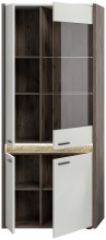Vitrine >Falcona< in Nox Oak Dunkel / Hellgrau - 82x198x37cm (BxHxT)