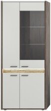 Vitrine >Falcona< in Nox Oak Dunkel / Hellgrau - 82x198x37cm (BxHxT)