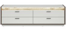 Lowboard >Falcona< in Nox Oak Dunkel / Hellgrau - 58x187x43cm (BxHxT)