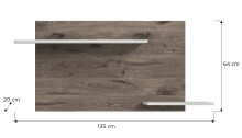 Wandboard >Falcona< in Nox Oak Dunkel / Hellgrau - 64x135x22cm (BxHxT)