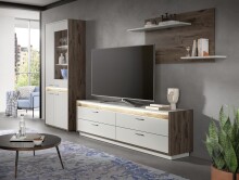 Wandboard >Falcona< in Nox Oak Dunkel / Hellgrau - 64x135x22cm (BxHxT)