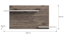 Wandboard >Falcona< in Nox Oak Dunkel / Hellgrau - 64x135x22cm (BxHxT)