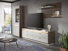 Wandboard >Falcona< in Nox Oak Dunkel / Hellgrau - 64x135x22cm (BxHxT)