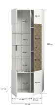 Vitrine >Prisma< in Weiß - 70x195x37cm (BxHxT)