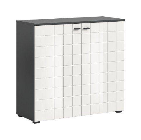 Kommode >Monte< in Anthrazit / Weiß Hochglanz - 92x86x37cm (BxHxT)