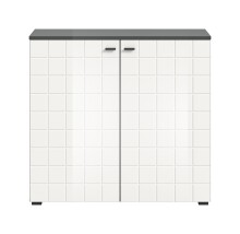 Kommode >Monte< in Anthrazit / Weiß Hochglanz - 92x86x37cm (BxHxT)