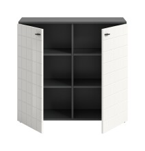 Kommode >Monte< in Anthrazit / Weiß Hochglanz - 92x86x37cm (BxHxT)