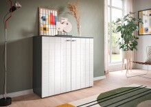 Kommode >Monte< in Anthrazit / Weiß Hochglanz - 92x86x37cm (BxHxT)