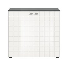 Kommode >Monte< in Anthrazit / Weiß Hochglanz - 92x86x37cm (BxHxT)