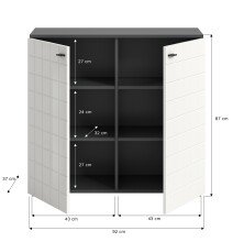 Kommode >Monte< in Anthrazit / Weiß Hochglanz - 92x86x37cm (BxHxT)