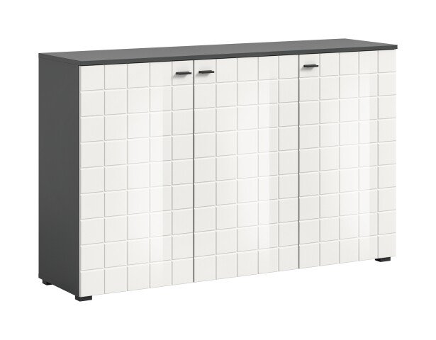 Sideboard >Monte< in Anthrazit / Weiß Hochglanz - 138x86x37cm (BxHxT)