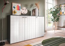 Sideboard >Monte< in Anthrazit / Weiß Hochglanz - 138x86x37cm (BxHxT)