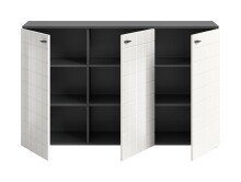 Sideboard >Monte< in Anthrazit / Weiß Hochglanz - 138x86x37cm (BxHxT)