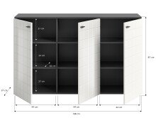 Sideboard >Monte< in Anthrazit / Weiß Hochglanz - 138x86x37cm (BxHxT)