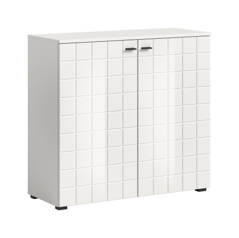 Kommode >Monte< in Weiß / Weiß Hochglanz - 92x86x37cm (BxHxT)