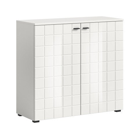 Kommode >Monte< in Weiß / Weiß Hochglanz - 92x86x37cm (BxHxT)