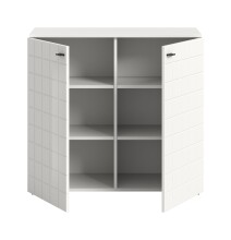 Kommode >Monte< in Weiß / Weiß Hochglanz - 92x86x37cm (BxHxT)