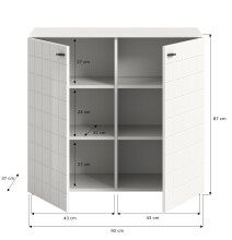Kommode >Monte< in Weiß / Weiß Hochglanz - 92x86x37cm (BxHxT)