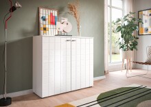 Kommode >Monte< in Weiß / Weiß Hochglanz - 92x86x37cm (BxHxT)