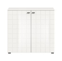 Kommode >Monte< in Weiß / Weiß Hochglanz - 92x86x37cm (BxHxT)