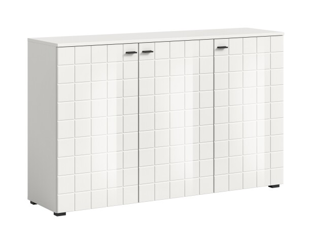 Sideboard >Monte< in Weiß / Weiß Hochglanz - 138x86x37cm (BxHxT)