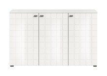 Sideboard >Monte< in Weiß / Weiß Hochglanz - 138x86x37cm (BxHxT)