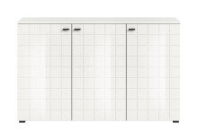 Sideboard >Monte< in Weiß / Weiß Hochglanz - 138x86x37cm (BxHxT)