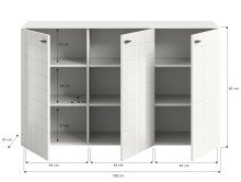 Sideboard >Monte< in Weiß / Weiß Hochglanz - 138x86x37cm (BxHxT)