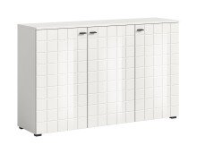 Sideboard >Monte< in Weiß / Weiß Hochglanz - 138x86x37cm (BxHxT)