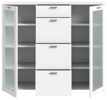 Kommode >Xeno< in Weiß, Spannplatte/Spannplatte, satiniert - 135x115x37 (BxHxT)